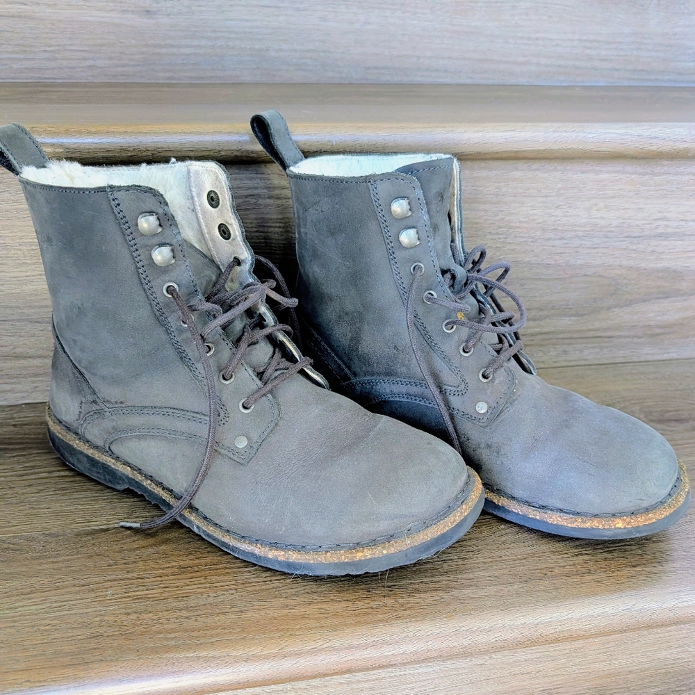 Birkenstock Men's Dark Gray Leather Boots. Size 7.5-8.5 Or 41